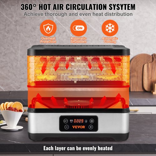 Food Dehydrator Machine 5Tray Fruit Dehydrator 300W Electric Food Dryer