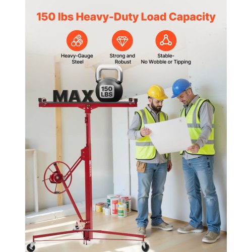 11ft Drywall Lift HeavyDuty 150 lbs Sheetrock Hoist with Adjustable