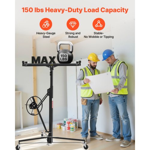 11ft Drywall Lift HeavyDuty 150 lbs Sheetrock Hoist with Adjustable 1