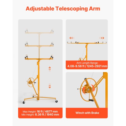 16ft Drywall Lift HeavyDuty 150 lbs Sheetrock Hoist with Adjustable
