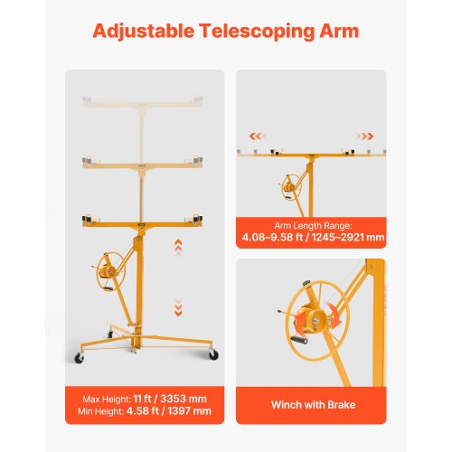 11ft Drywall Lift HeavyDuty 150 lbs Sheetrock Hoist with Adjustable 2