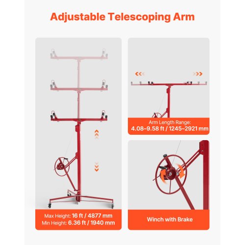 16Ft Drywall Lift Heavyduty 150 Lbs Sheetrock Hoist With Adjustable