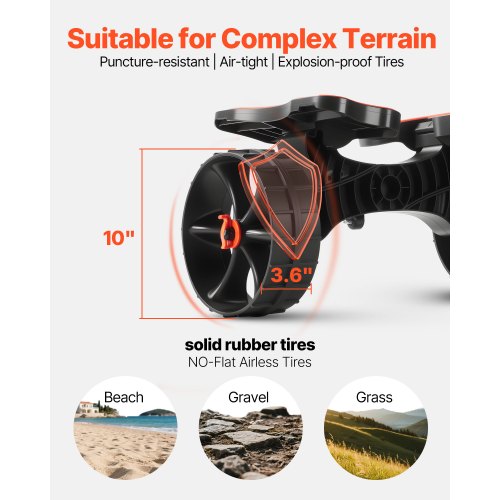 Kayak Cart 300 lbs Load Capacity Foldable Kayak Trolley with 10inch Solid