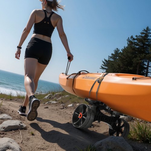 Kayak Cart 300 lbs Load Capacity Foldable Kayak Trolley with 10inch Solid
