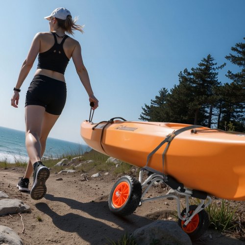 Kayak Cart 250 lbs Load Capacity Foldable Kayak Trolley with 10inch Solid