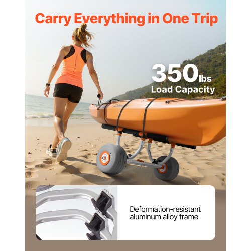 Kayak Cart 350 lbs Load Capacity Kayak Trolley with 12inch Inflatable PU