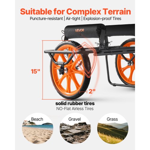 Kayak Cart 330 lbs Load Capacity Canoe Cart Dolly with 15inch Solid