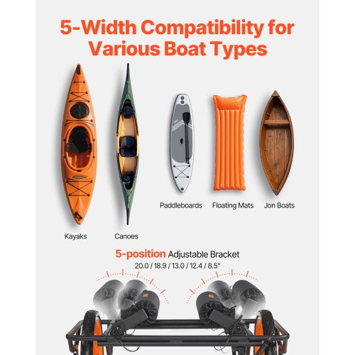 Kayak Cart 330 lbs Load Capacity Canoe Cart Dolly with 15inch Solid