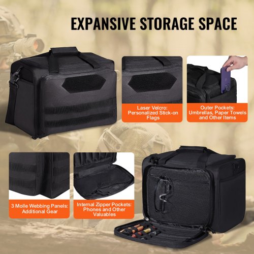 Range Bag for 3 Pistols Tactical Gun Range Bag Single Shoulder Strip Black – 9 L