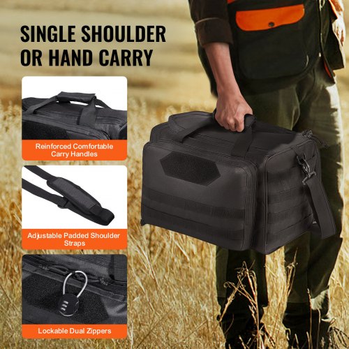 Range Bag for 3 Pistols Tactical Gun Range Bag Single Shoulder Strip Black – 9 L