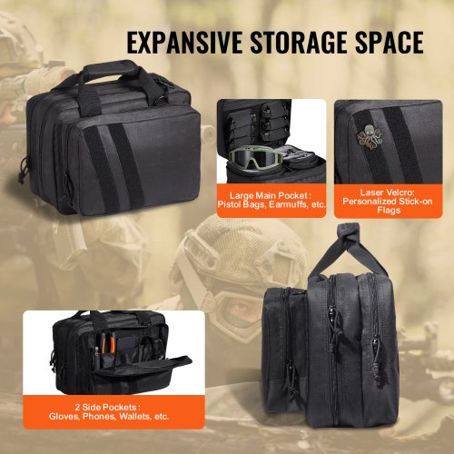 Tactical Pistol Backpack with 2 Pistol Cases Gun Range Backpack with 6x