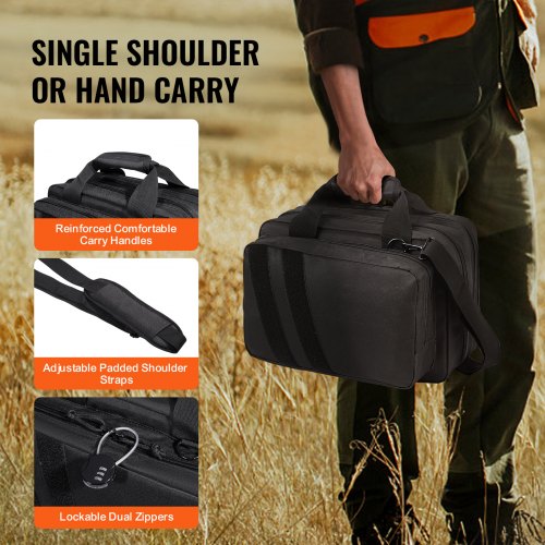 Tactical Pistol Backpack with 2 Pistol Cases Gun Range Backpack with 6x