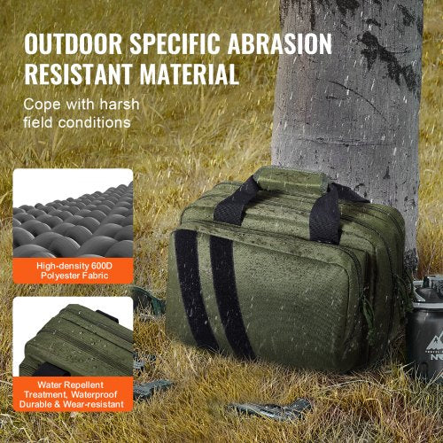 Range Bag for 2 Pistols Tactical Gun Bag 2 Builtin Pistol Bags GreenRange