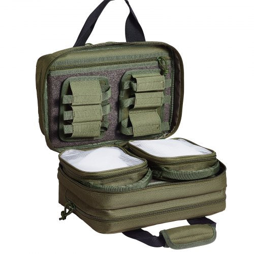 Range Bag for 2 Pistols Tactical Gun Bag 2 Builtin Pistol Bags GreenRange