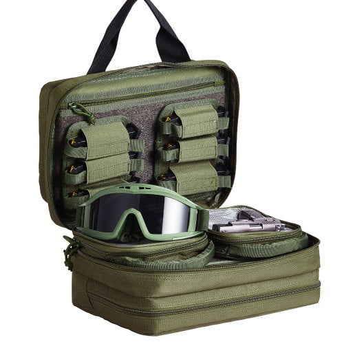 Range Bag for 2 Pistols Tactical Gun Bag 2 Builtin Pistol Bags GreenRange