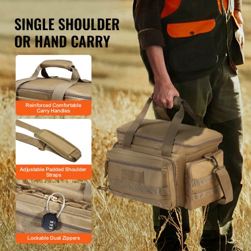 Range Bag for 4 Pistols Tactical Gun Range Bag Single Shoulder Strip Brown – 6 L