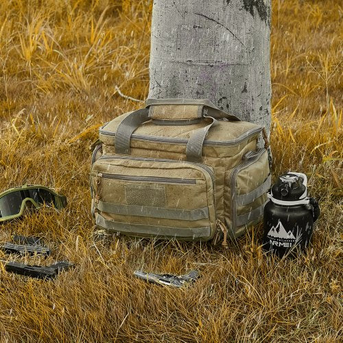 Range Bag for 4 Pistols Tactical Gun Range Bag Single Shoulder Strip Brown – 6 L