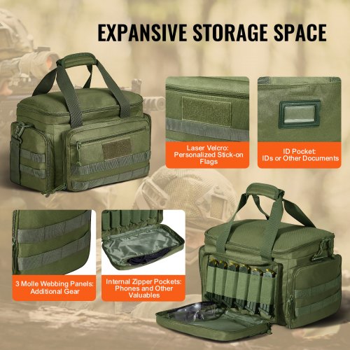 Range Bag for 4 Pistols Tactical Gun Range Bag Single Shoulder Strip Green – 6 L