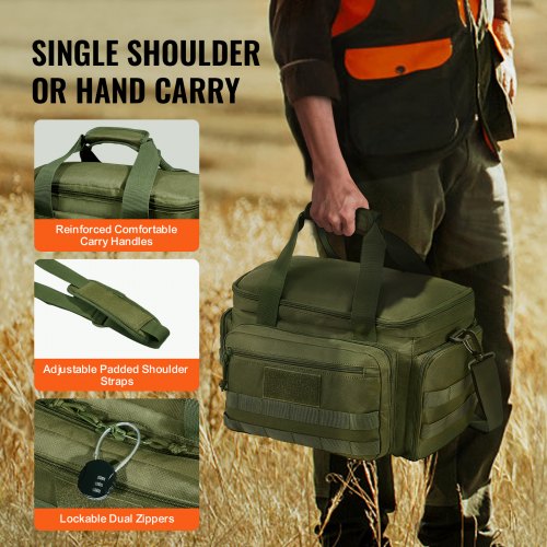 Range Bag for 4 Pistols Tactical Gun Range Bag Single Shoulder Strip Green – 6 L