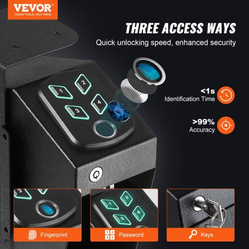 Mounted Gun Safe for Pistols Biometric Gun Safe with Three Quick Access