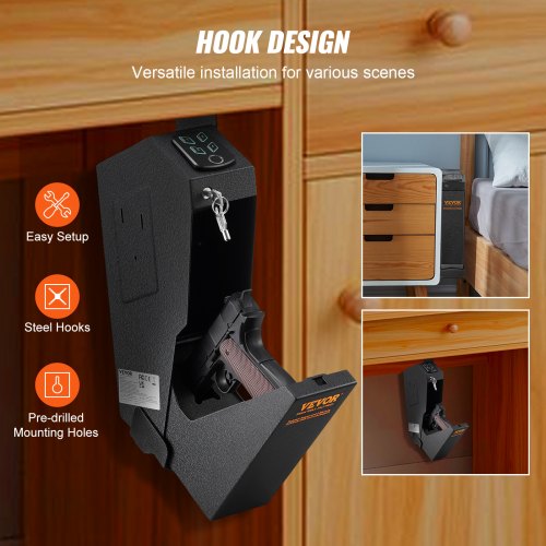 Mounted Gun Safe for Pistols Biometric Gun Safe with Three Quick Access