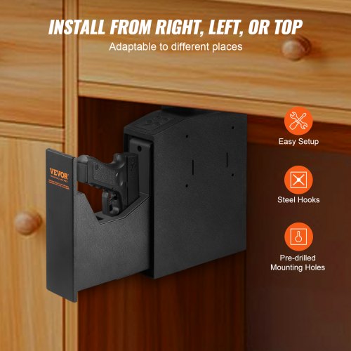 Mounted Gun Safe for Pistols Biometric Gun Safe with Three Quick Access