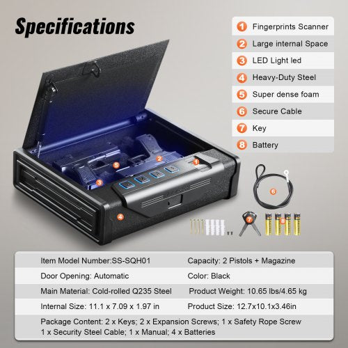 Gun Safe for Pistols Biometric Gun Safe with Three Quick Access Ways