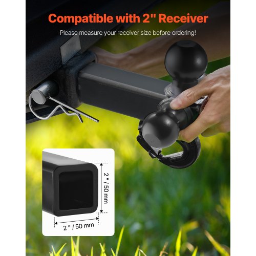 Trailer Hitch TriBall Mount with Hook Pin Trailer Ball Size 178 2