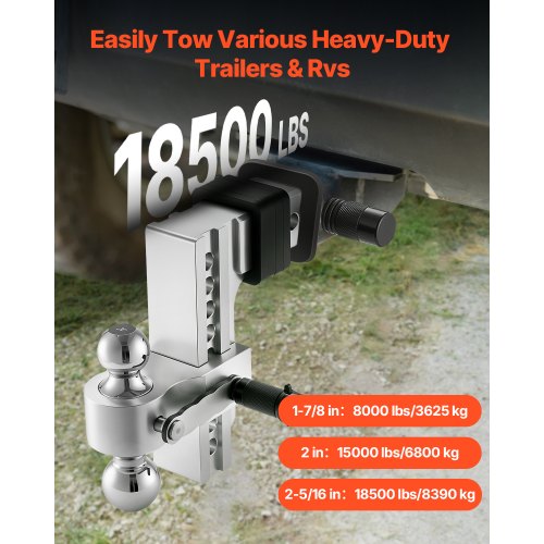 Adjustable Trailer Hitch 8Inch Drop Hitch TriBall Mount for 2.5Inch