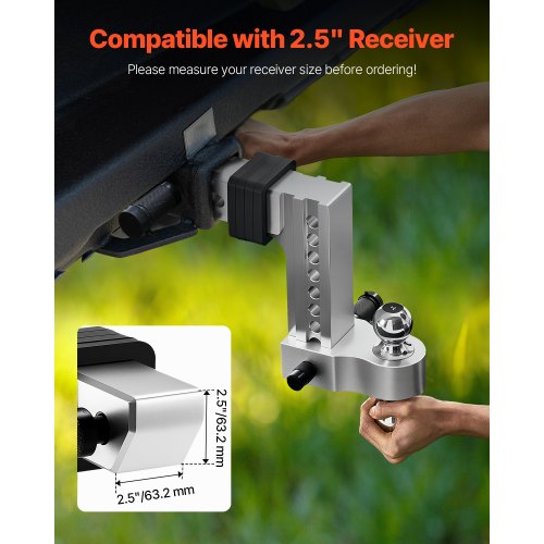 Adjustable Trailer Hitch 8Inch Drop Hitch TriBall Mount for 2.5Inch