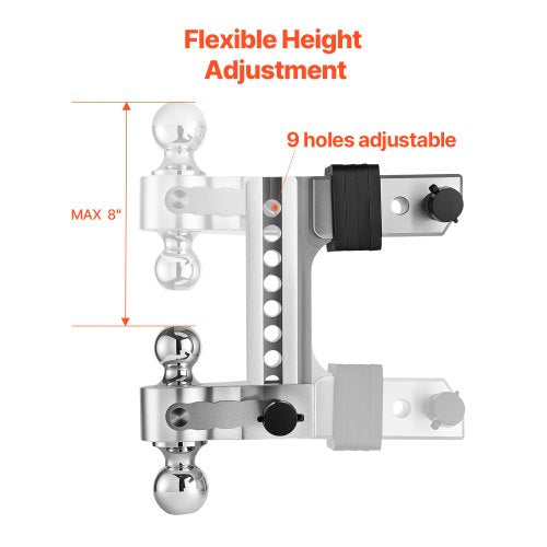 Adjustable Trailer Hitch 8Inch Drop Hitch TriBall Mount for 2.5Inch