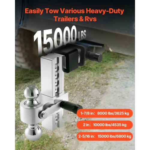 Adjustable Trailer Hitch 8Inch Drop Hitch TriBall Mount for 2Inch Hitch
