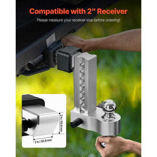 Adjustable Trailer Hitch 8Inch Drop Hitch TriBall Mount for 2Inch Hitch