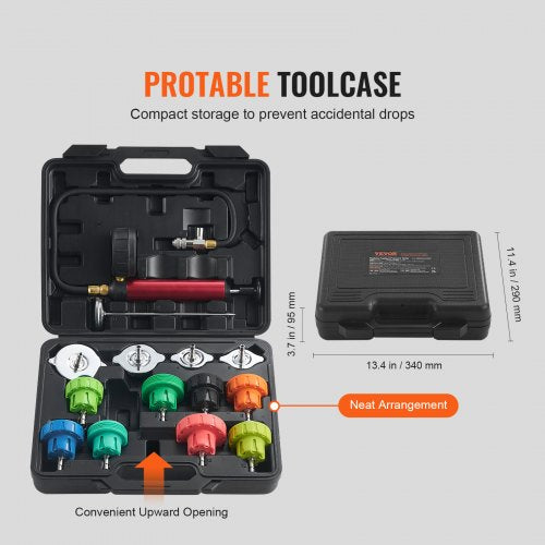 14 pcs Universal Radiator Pressure Tester Kit Coolant Pressure Tester Kit
