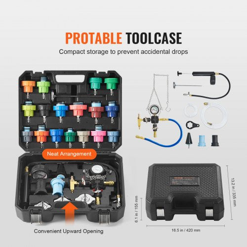 28 pcs Universal Radiator Pressure Tester Kit Coolant Pressure Tester Kit