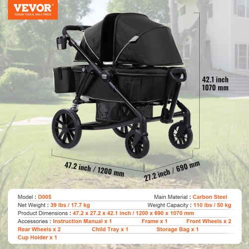 AllTerrain Stroller Wagon 2 Seats Foldable Expedition 2in1 Collapsible