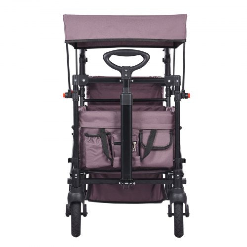 Wagon Stroller for 2 Kids Push Pull Quad Collapsible Stroller with Adjustable