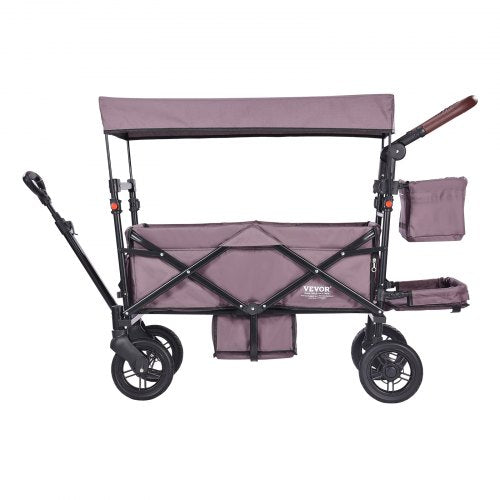 Wagon Stroller for 2 Kids Push Pull Quad Collapsible Stroller with Adjustable