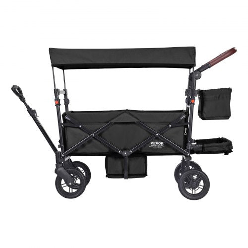 Wagon Stroller for 2 Kids Push Pull Quad Collapsible Stroller with Adjustable