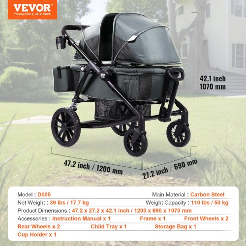 AllTerrain Stroller Wagon 2 Seats Foldable Expedition 2in1 Collapsible