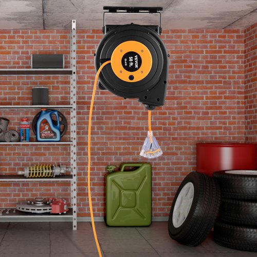 50ft Retractable Extension Cord Reel 14AWG3CSJTOW Power Cord Reel