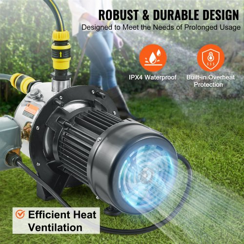34HP SUS304 Stainless Steel Shallow Well Jet Pump 115 Volt 185 GPM 131