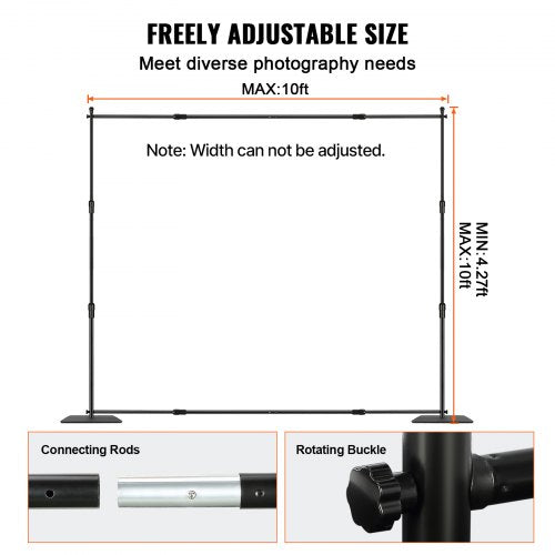 10ft x 10ft Pipe and Drape Kit Heavy Duty Backdrop Stand with Carbon Steel