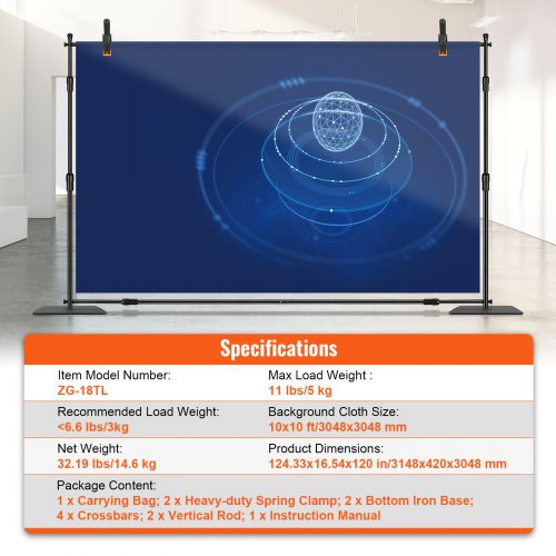 10ft x 10ft Pipe and Drape Kit Heavy Duty Backdrop Stand with Carbon Steel