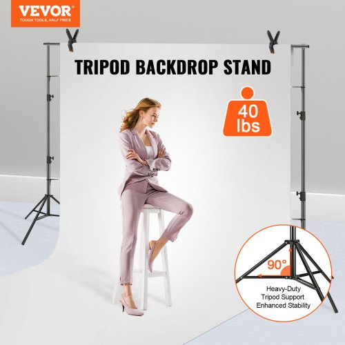 12 x 10 ft Heavy Duty Backdrop Stand Height Adjustable Photography Backdrop