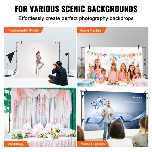12 x 10 ft Heavy Duty Backdrop Stand Height Adjustable Photography Backdrop