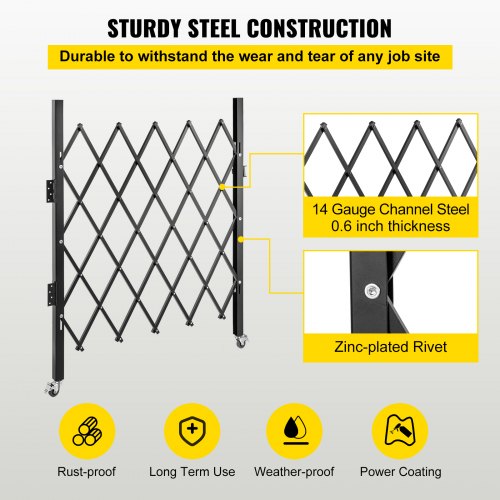 Single Folding Security Gate 48 H x 37 W Folding Door Gate Steel