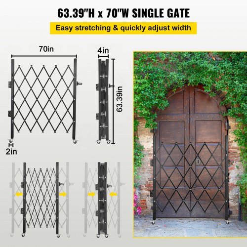 Single Folding Security Gate 5 H x 512 W Folding Door Gate Steel