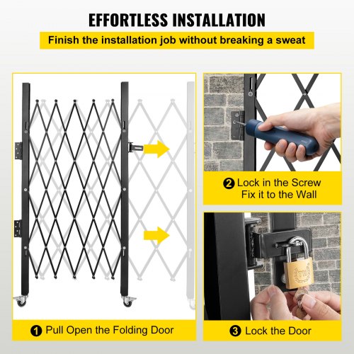 Single Folding Security Gate 5 H x 512 W Folding Door Gate Steel
