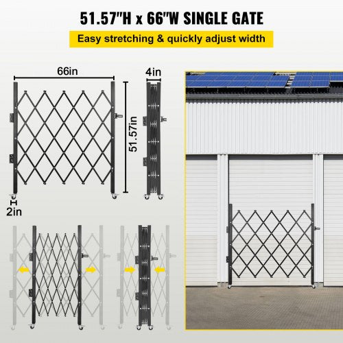 Single Folding Security Gate 48 H x 66 W Folding Door Gate Steel